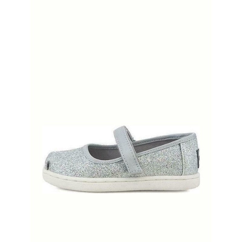 Toms Toms Παιδικές Μπαλαρίνες με Σκρατς Υφασμάτινες Ασημί Mary Jane Iridescent Εσπαντρίγιες Κορίτσι / Espadrilles Girl Toms-SS23-10011521-Silver-Poline-_-_-4